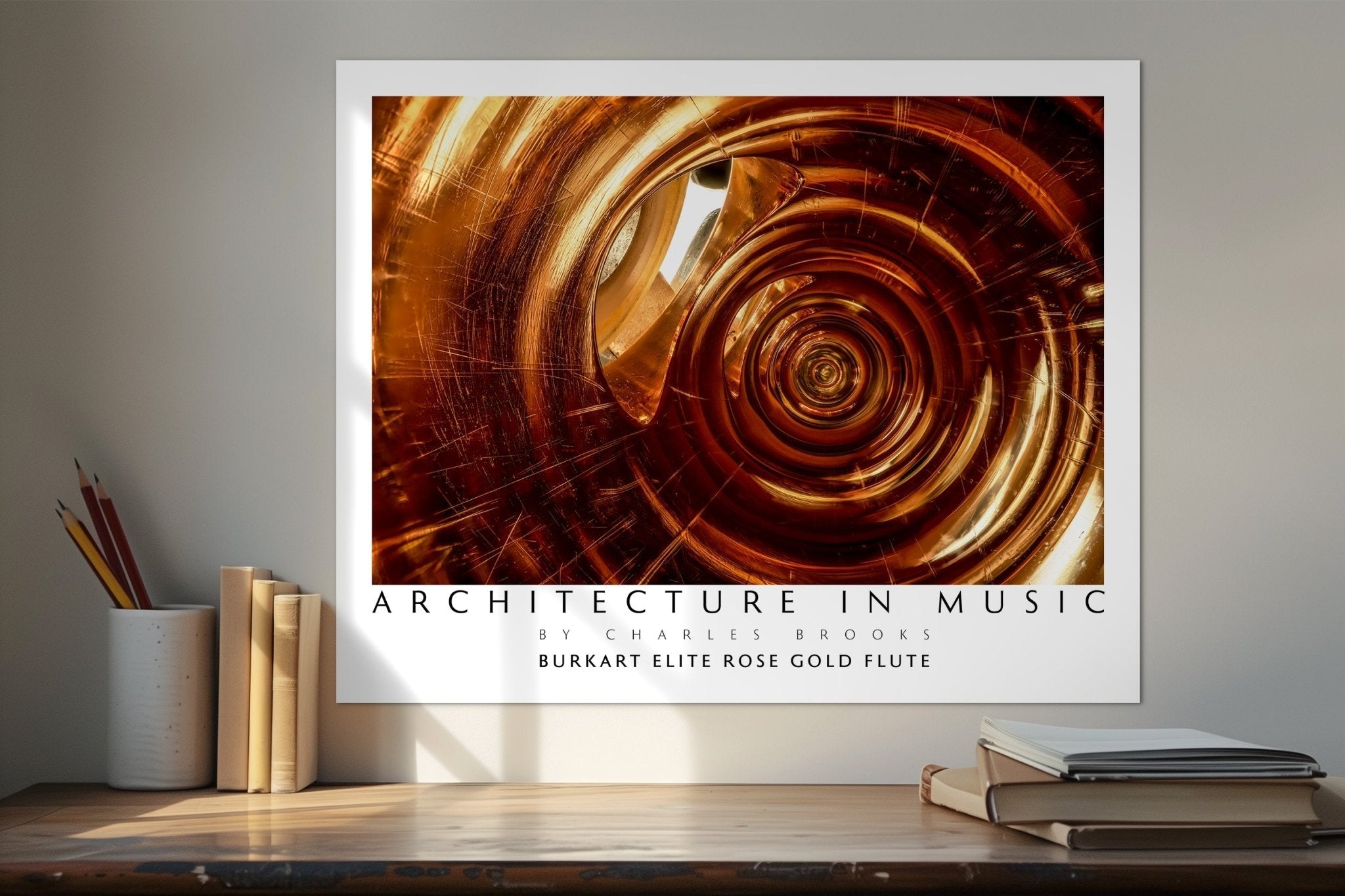 Photo of 14k Burkart Elite Rose Gold Flute. Poster. - Giclée Poster Print - Architecture In Music