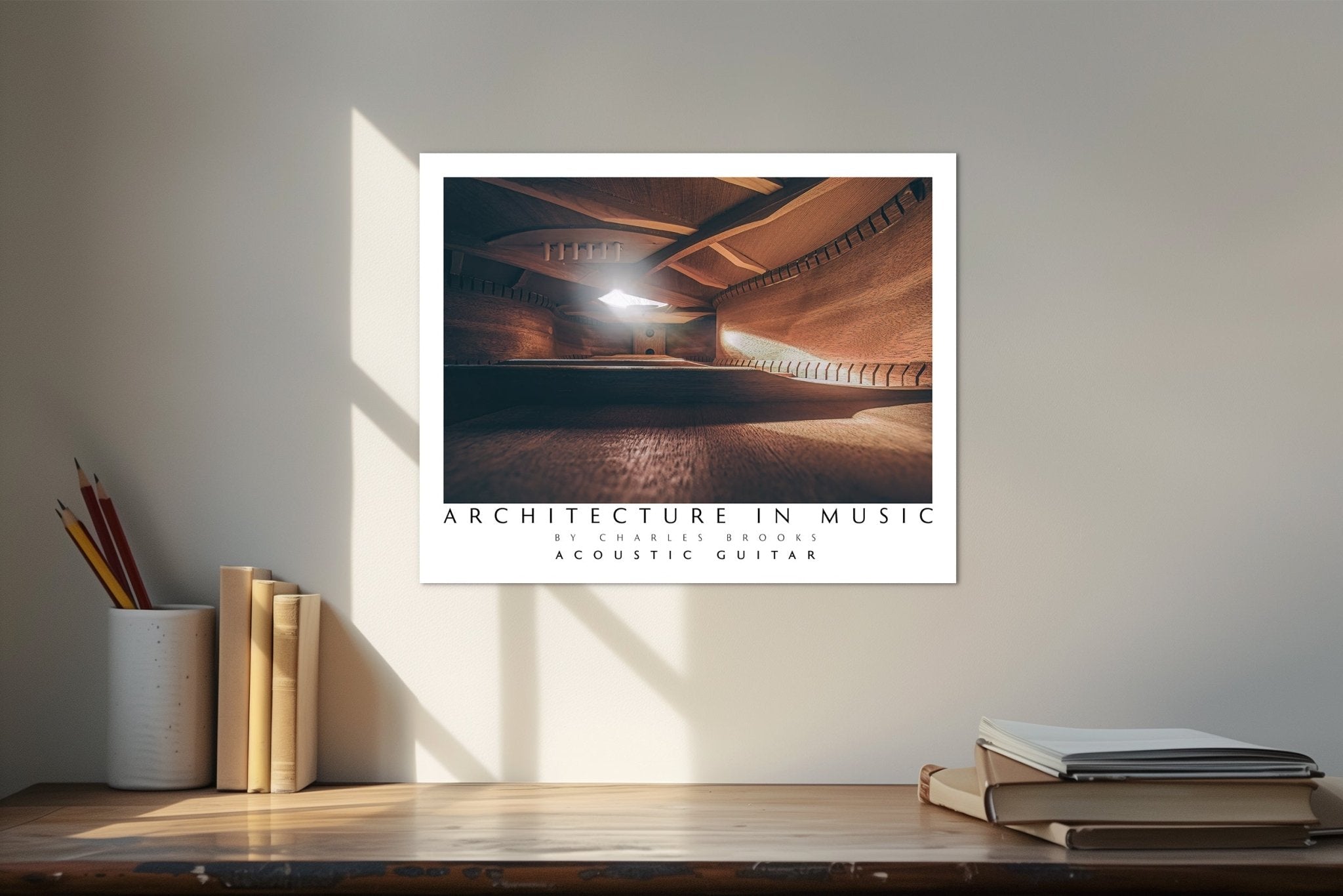 Photo of Inside an Acoustic Guitar, Part 1. Poster. - Giclée Poster Print - Architecture In Music