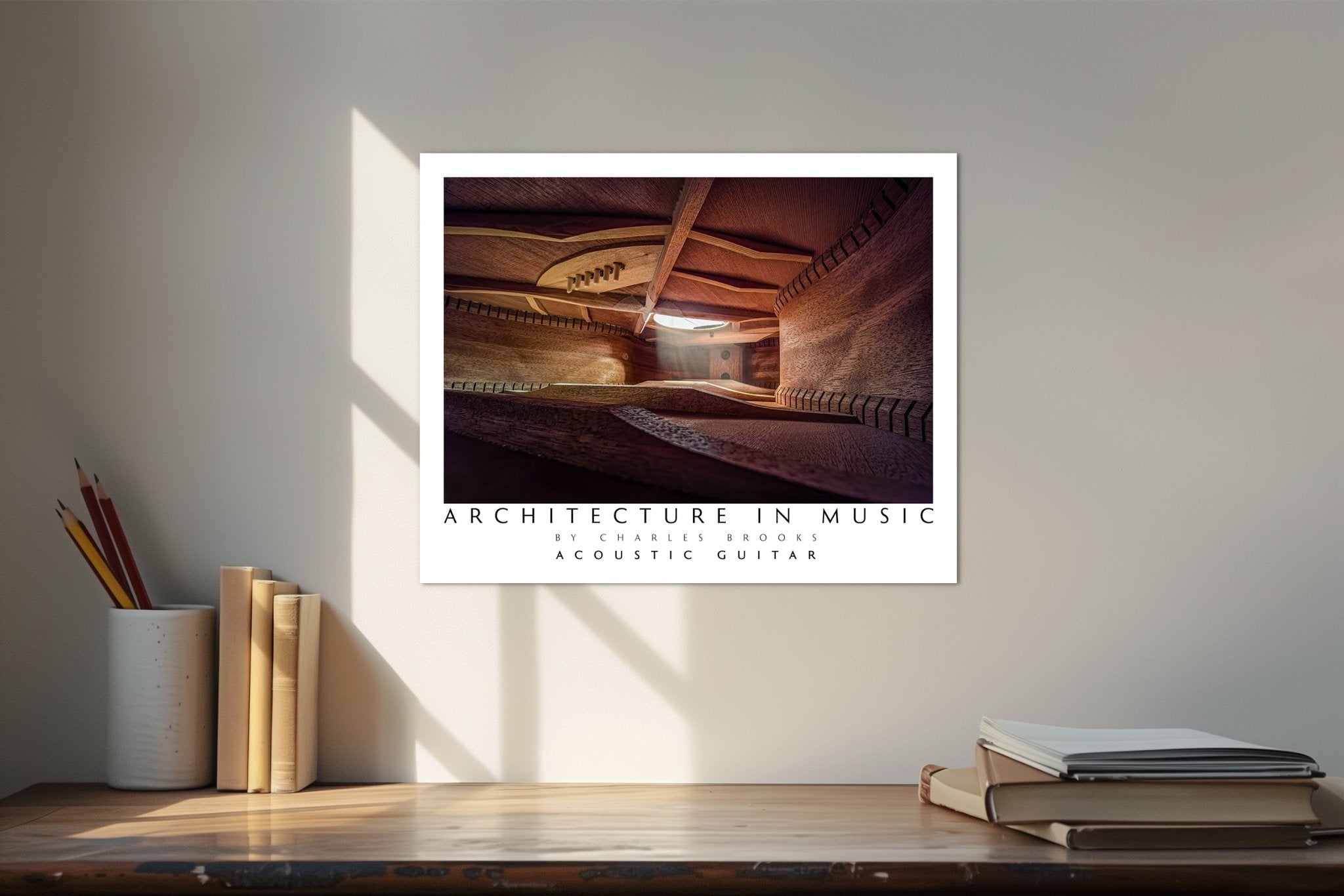 Photo of Inside an Acoustic Guitar, Part 2. Poster. - Giclée Poster Print - Architecture In Music